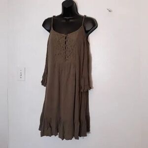 Elegant Brown Lace Women's Dress